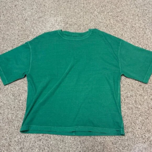 WE THE FREE PEOPLE THE PERFECT OVERSIZED TEE TOP TACKLE GREEN NEW S/M - Picture 5 of 9